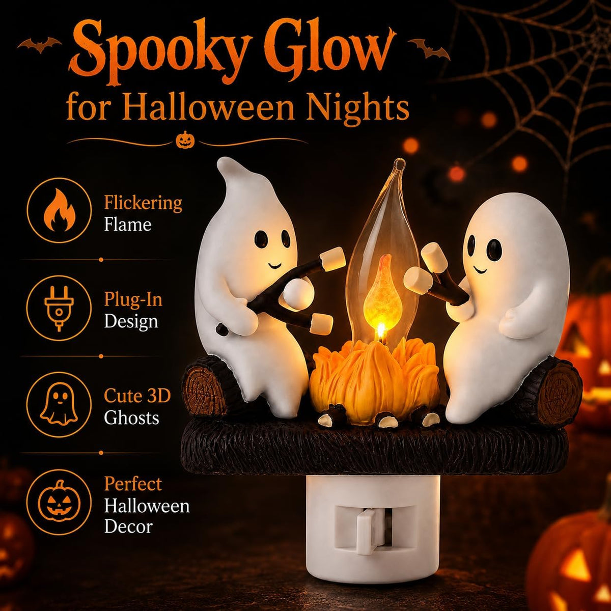 🔥Halloween lights✨Ghost Campfire Night Light