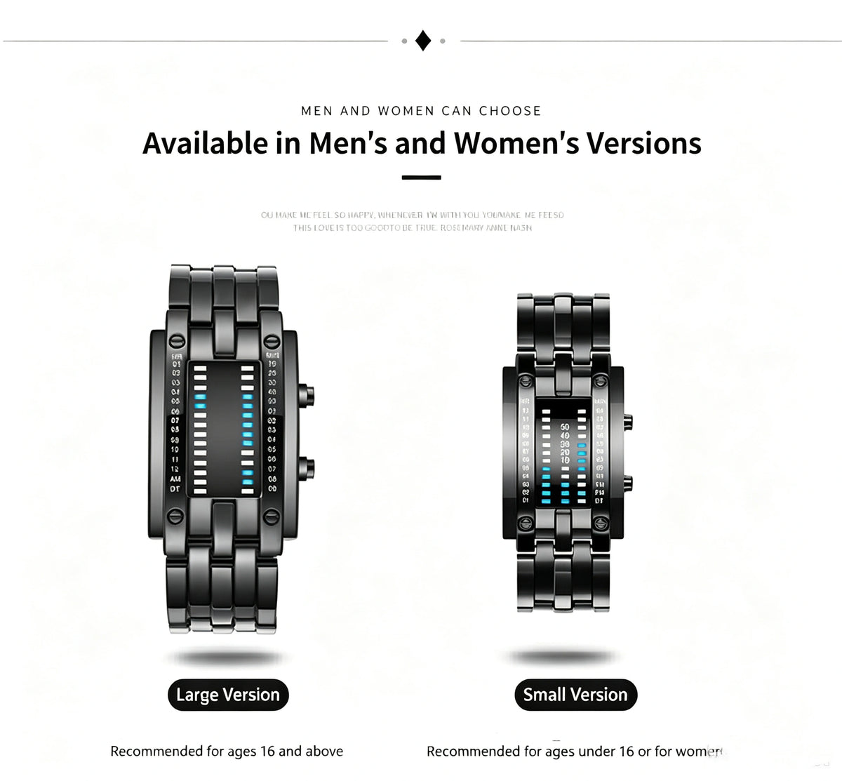 🎁🔥Binary LED Digital Watch, Square Face with Stainless Zinc Alloy Band, Unisex Casual Timepiece