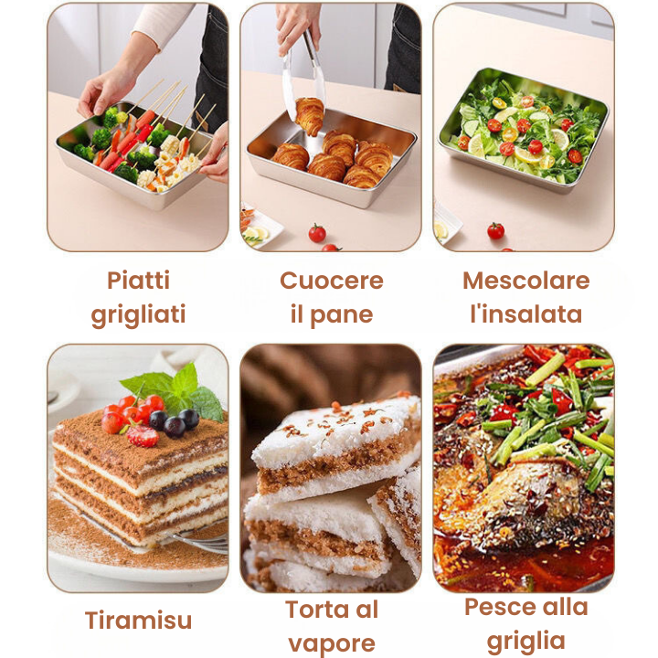 ⭐️ 4 pcs 304 stainless steel antibacterial box keeps food fresh for a long time (25*20*6cm)