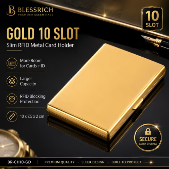 🔥RFID Blocking Metal Card Holder, Ultra Slim Stainless Steel Business Credit Card Case 💳