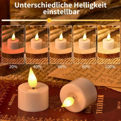 🕯6 / 12 Pack Rechargeable Flickering LED Tealight Candles with Charging Base, Remote & Timer | Safe Flameless Lights for Halloween Party Home Decor🕯️