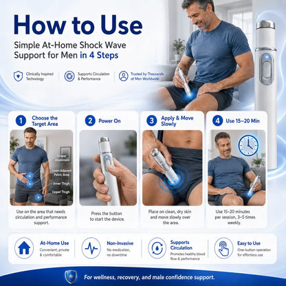 💪Advanced Acoustic Shockwave Therapy restores penile tissue health to enhance rise rigidity, stamina, and male performance confidence, relieving muscle pain, joint stiffness, tendon discomfort