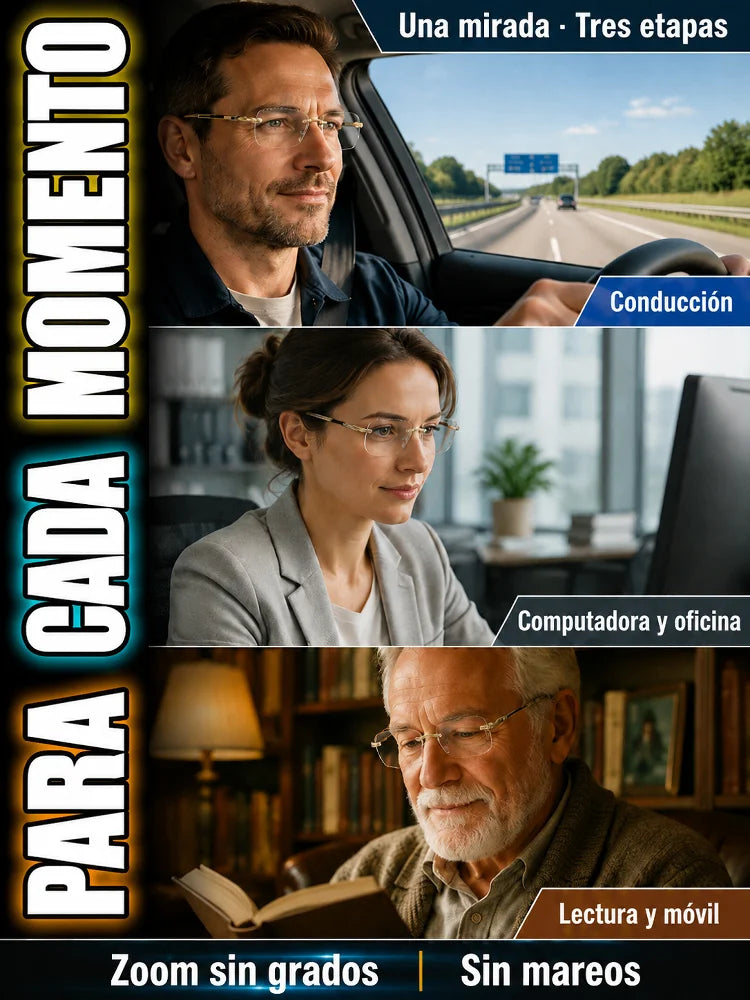 Gafas inteligentes sin marco con zoom HD para adultos mayores