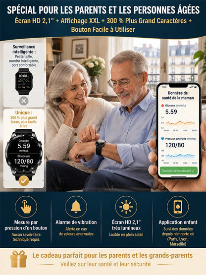 【Dile adiós a las inyecciones dolorosas】Reloj inteligente deportivo con monitoreo de glucosa en sangre