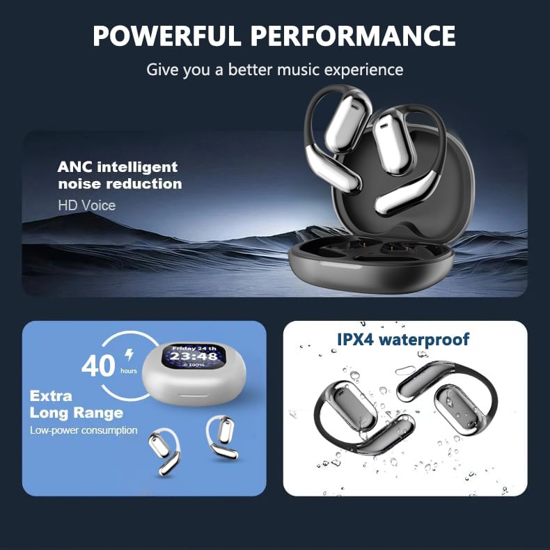 🔥 Bluetooth 5.4 Open-Ear AI Translation Earbuds – Clear Calls, Voice Recording & IPX5 Waterproof