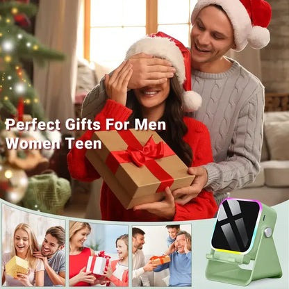 5-in-1 Wireless Induction Speaker Stand – Portable Desk Phone Holder with Emergency Power Bank & Colorful Ambient Light – Perfect Gift for Dad, Men & Women ✨🔋