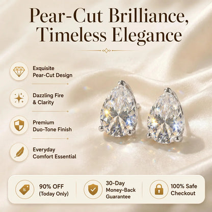 🔥 LAST DAY 90% OFF: Travel-Safe VVS1 Pear-Cut Moissanite Stud Earrings in 925 Silver