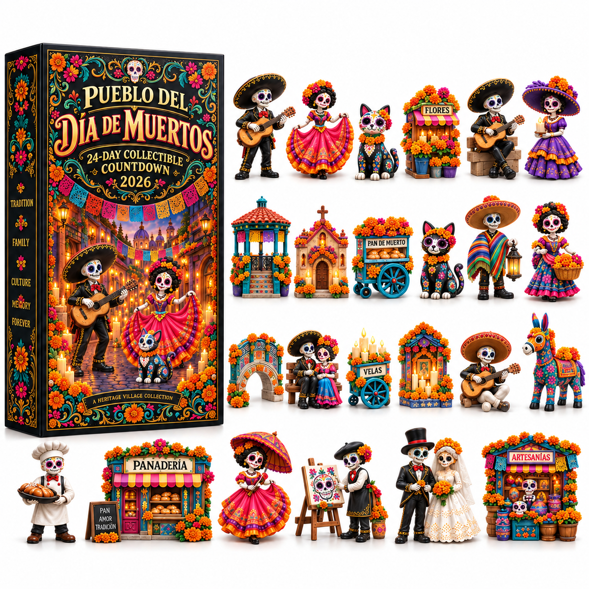Day of the Dead Village 2026 – 24-Day Day of the Dead Collectible Countdown Calendar with 24 Unique Miniatures