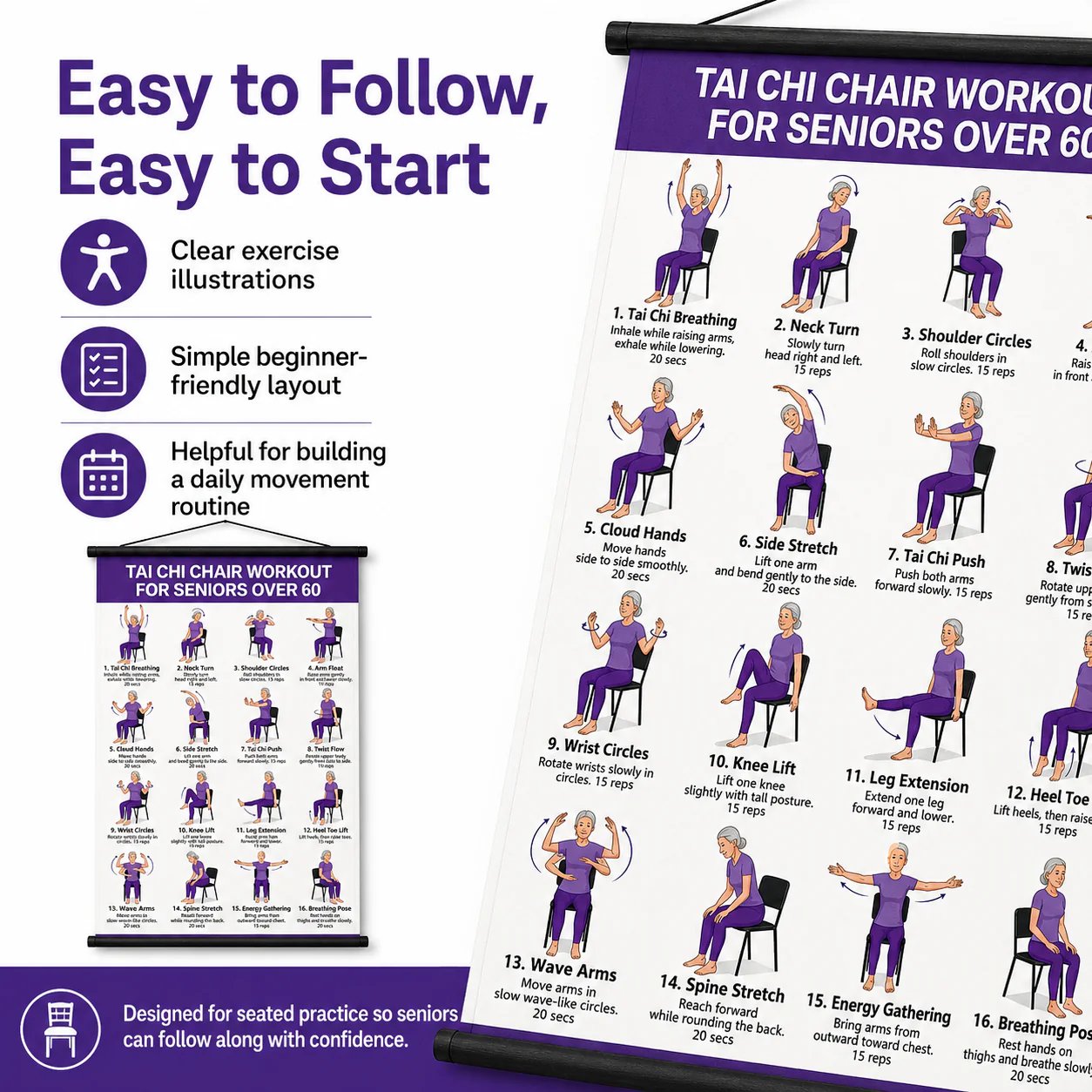 🔥Tai Chi Chair Workout Chart for Seniors
