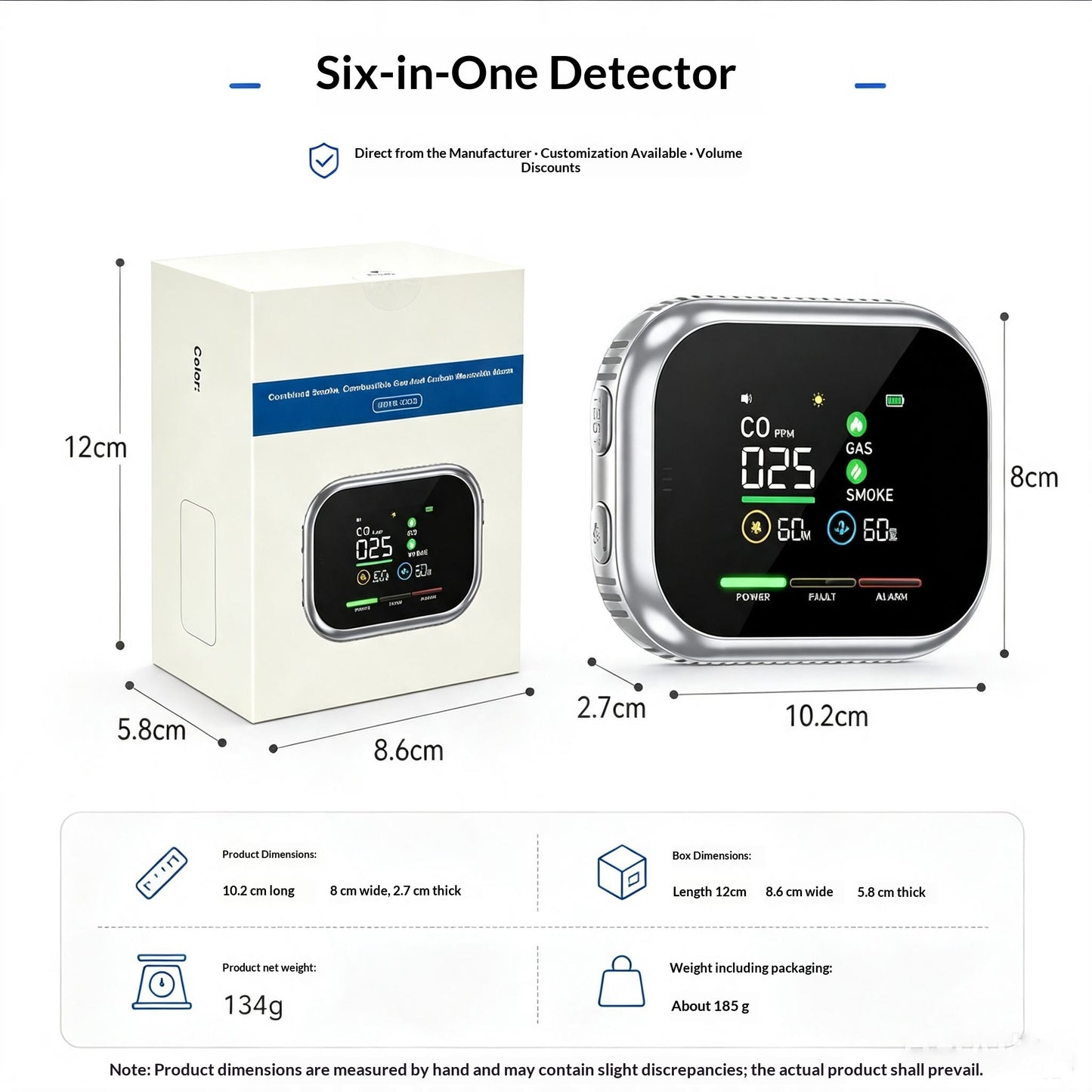 ⏰LAST DAY PROMOTION SAVE 49%🔥6-in-1 Portable Gas Detector with Temp & Humidity Sensor, HD Display, Plug & Play
