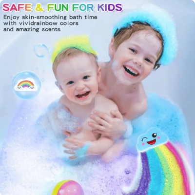 Rainbow Bath Bombs for Kids, Summer Bath Time Fun for Girls Teens Toddlers