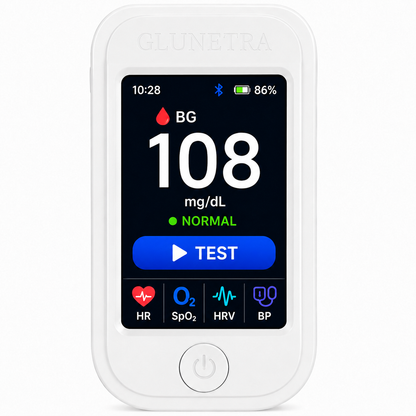 🩺 GLUNETRATM G5 Non-Invasive Glucose & Health Monitor | 🩸 No Finger Pricks Blood Sugar Monitoring Device  | ✅ ADA Licensed Product