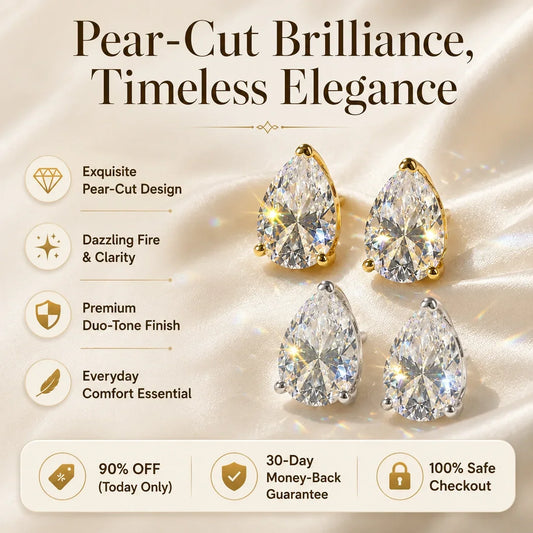 🔥 LAST DAY 90% OFF: Travel-Safe VVS1 Pear-Cut Moissanite Stud Earrings in 925 Silver
