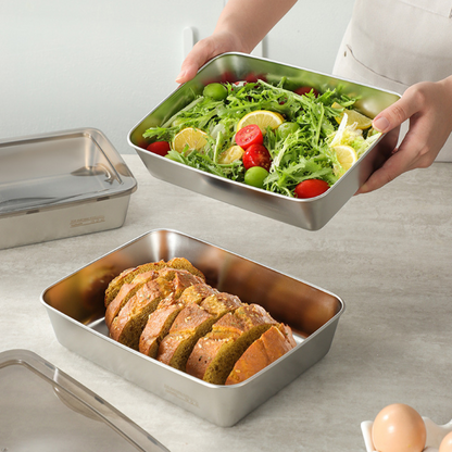 ⭐️ 4 pcs 304 stainless steel antibacterial box keeps food fresh for a long time (25*20*6cm)