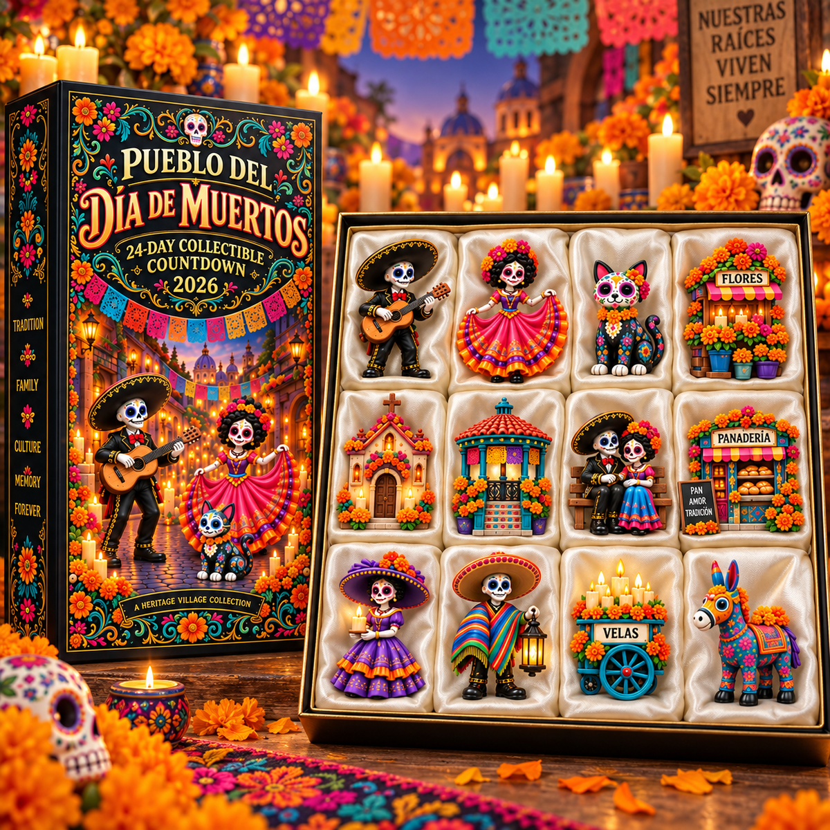 Day of the Dead Village 2026 – 24-Day Day of the Dead Collectible Countdown Calendar with 24 Unique Miniatures