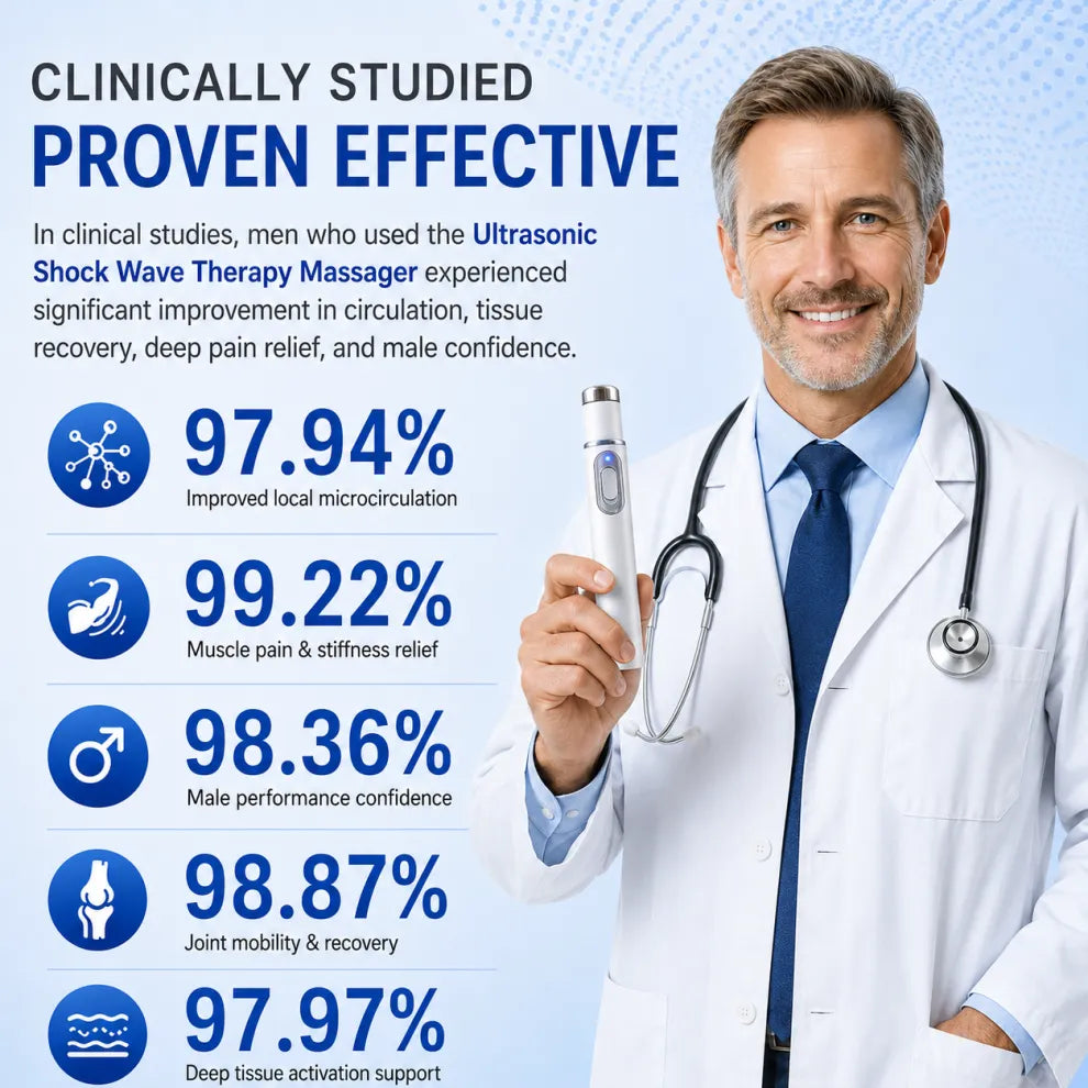 💪Advanced Acoustic Shockwave Therapy restores penile tissue health to enhance rise rigidity, stamina, and male performance confidence, relieving muscle pain, joint stiffness, tendon discomfort