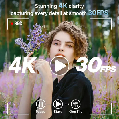 📸 4K Digital Vlogging Camera: 48MP Compact Point-and-Shoot with 180° Flip Screen – Built-in Fill Light & 16X Zoom – 32GB Card Included for Travel & Content