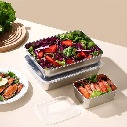 ⭐️ 4 pcs 304 stainless steel antibacterial box keeps food fresh for a long time (25*20*6cm)