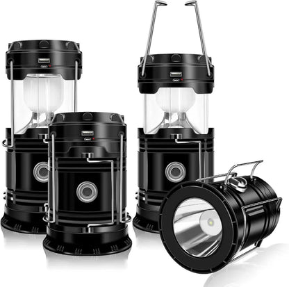 Rechargeable Solar Camping Lanterns – Foldable LED Lights with Magnetic Base & Hanging Hook for Camping, Hiking & Emergencies