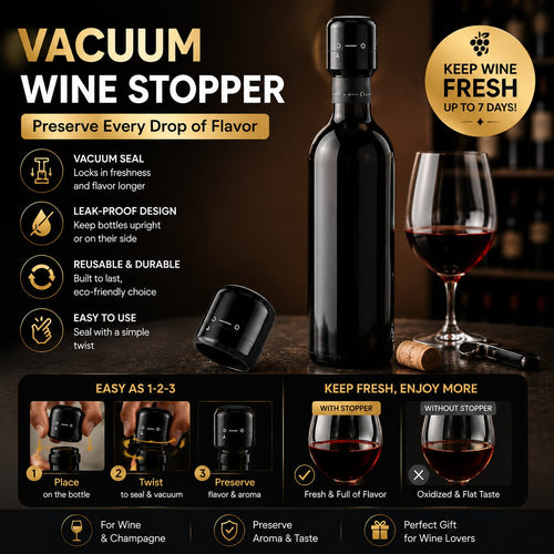 🍷Vacuum Wine Stopper – Reusable Leakproof Bottle Sealer for Wine & Champagne