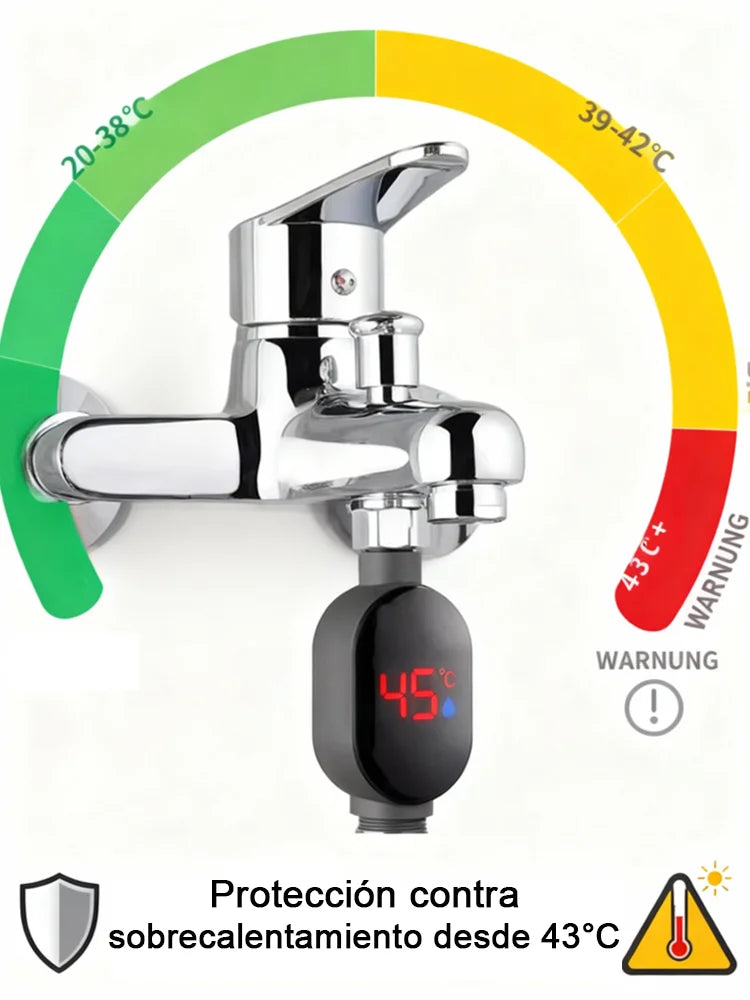 Ducha inteligente con pantalla de temperatura.Una carga dura un año y la ducha es gratuita