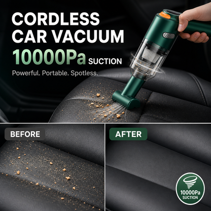 ⏰Cordless Car Vacuum – 10000Pa Suction & 4000mAh Battery 🚗