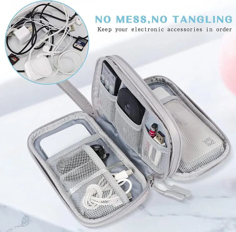 🔥Travel Cable Organizer Pouch, Double Layers All-in-One Storage Bag for Cord