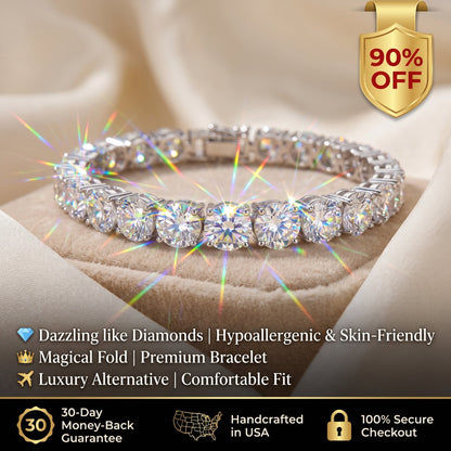 Classic 4mm D-Color Moissanite Tennis Bracelet – 14K Gold Plated with Double Safety Clasp-Last Day Sale-90% OFF🔥