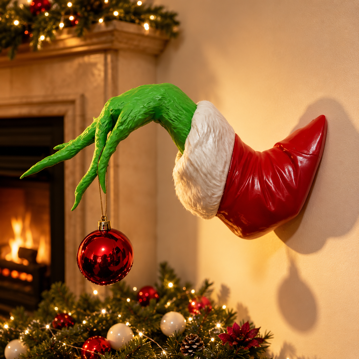 🎄 Grinch Christmas Steal Ball Wall Hand Decor ✨