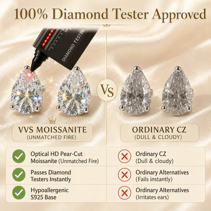 🔥 LAST DAY 90% OFF: Travel-Safe VVS1 Pear-Cut Moissanite Stud Earrings in 925 Silver