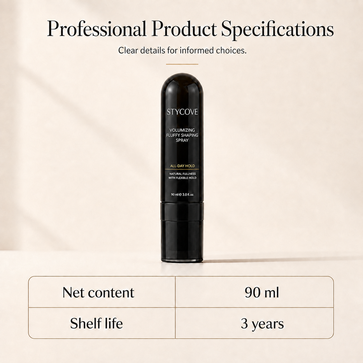 90ml Fluffy Hair Shaping Spray Long Lasting Volumizing Mist with Peach Fragrance