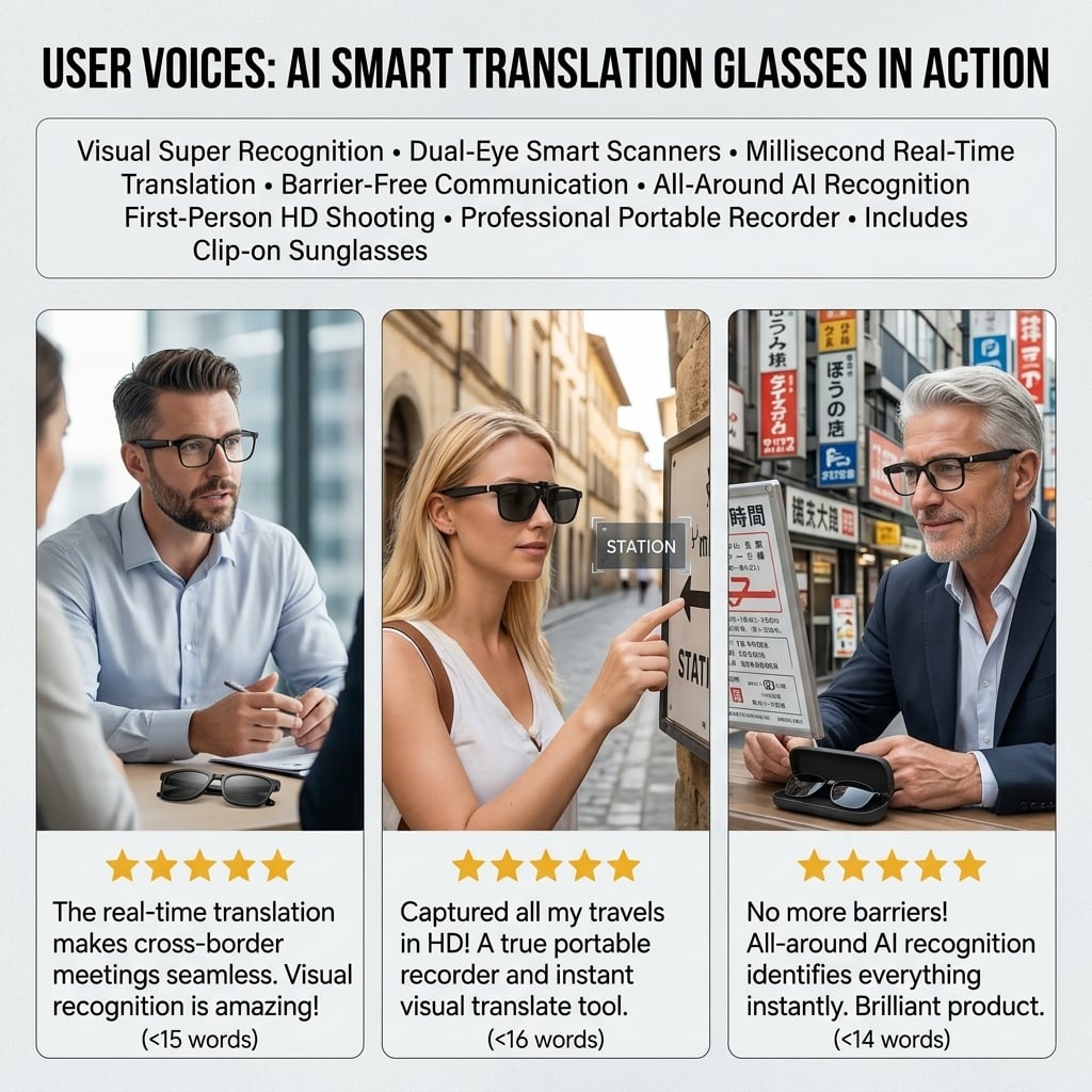 👓 All-weather on-body AI assistant, real-time multilingual simultaneous translation, seamless cross-border communication, all-round AI recognition for everything, on-body professional recorder, hands-free calls, music playback