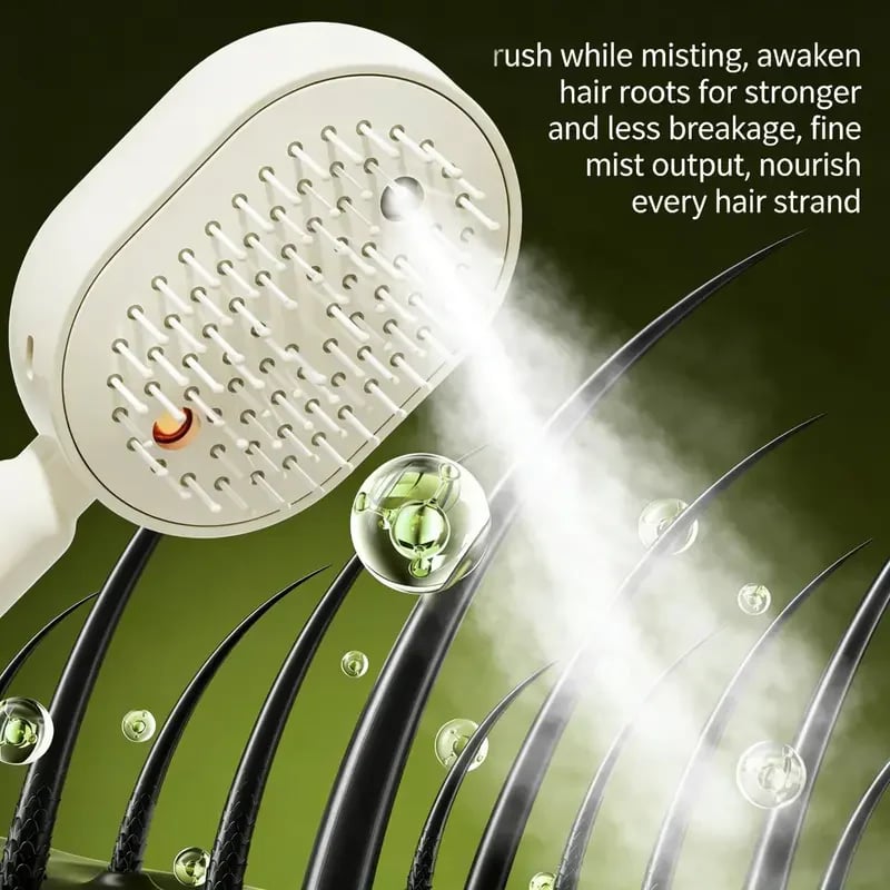 3-in-1 Electric MistDetangling Brush for Frizz& Scalp Massage