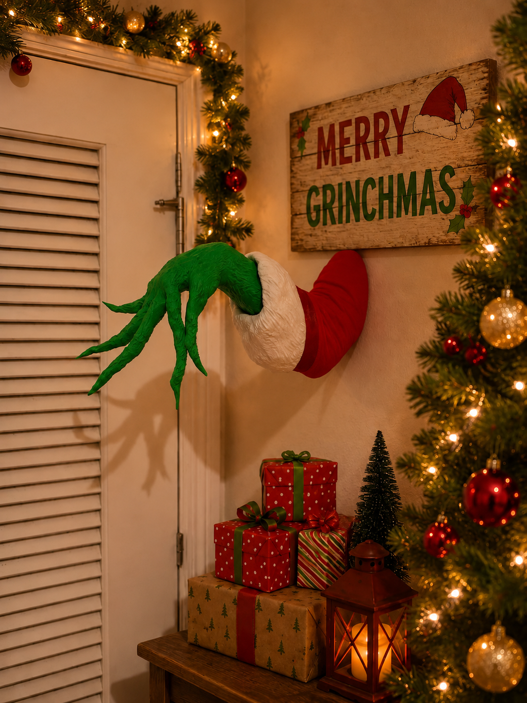 🎄 Grinch Christmas Steal Ball Wall Hand Decor ✨