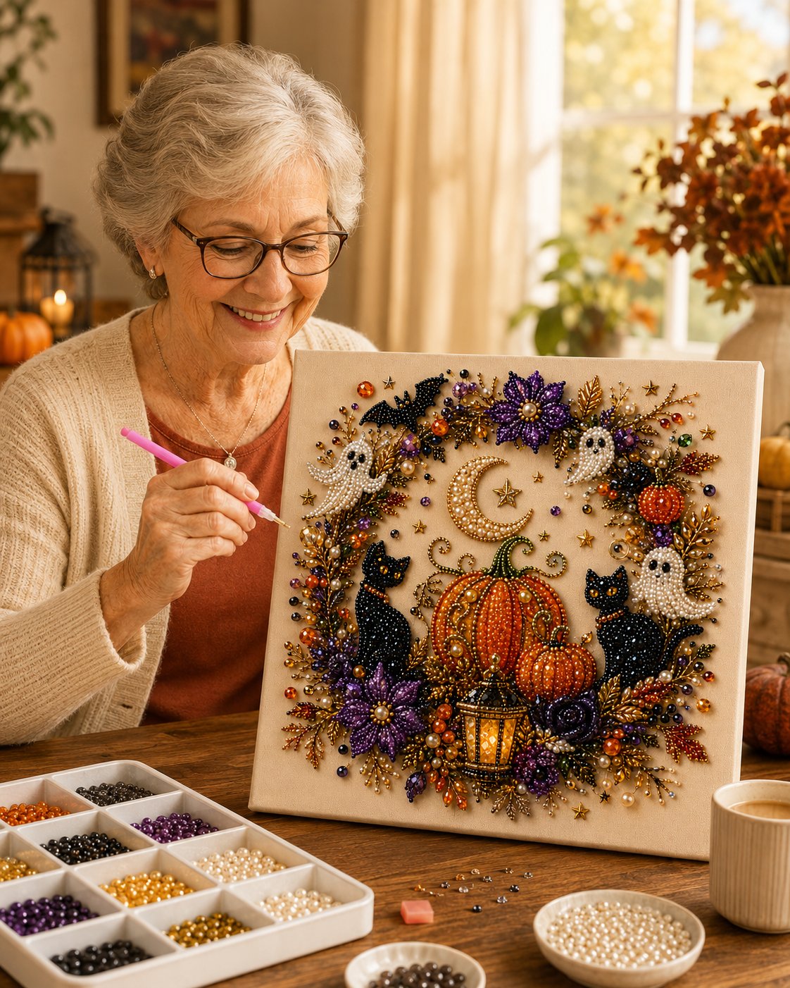 Last Day 60% OFF ✨ Halloween Pearl Art DIY Kit – Turn Tiny Pearls into Spooky-Cute Magic