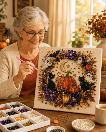 Last Day 60% OFF ✨ Halloween Pearl Art DIY Kit – Turn Tiny Pearls into Spooky-Cute Magic