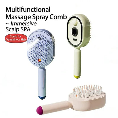 3-in-1 Electric MistDetangling Brush for Frizz& Scalp Massage