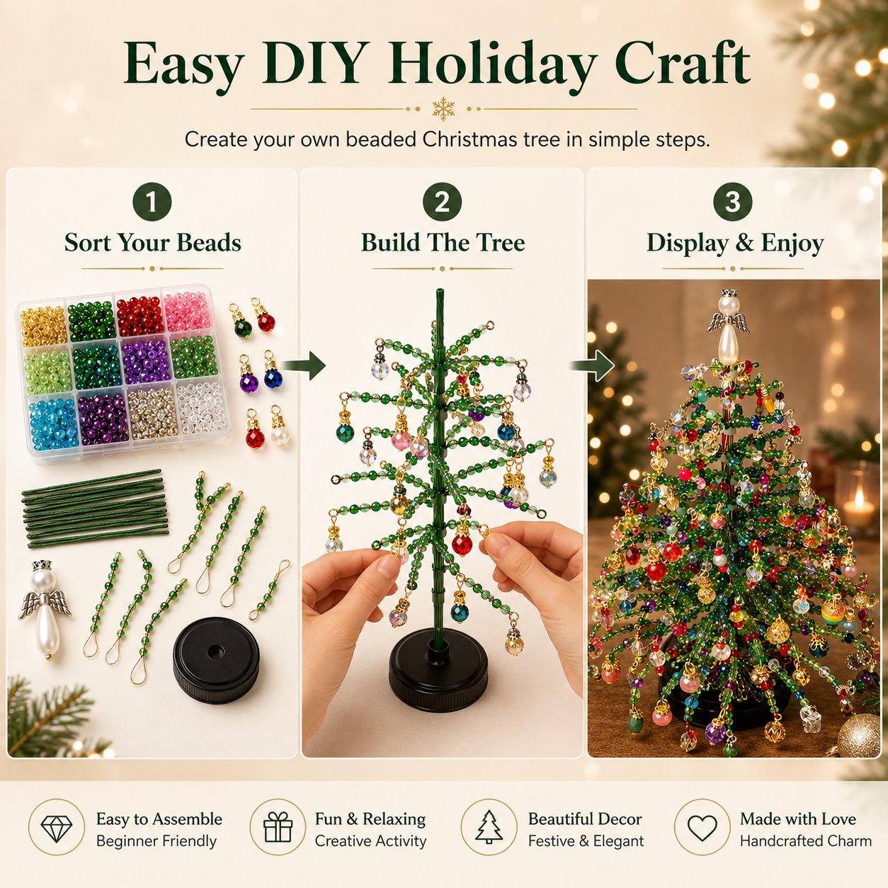 🎅 DIY Beaded Christmas Tree Kit – Create a Sparkling Holiday Decoration 🎄🎁