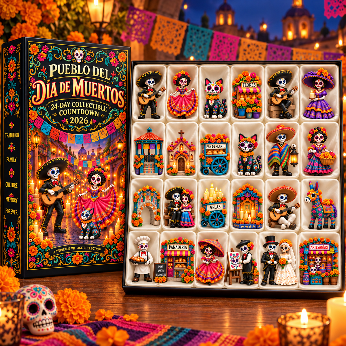 Day of the Dead Village 2026 – 24-Day Day of the Dead Collectible Countdown Calendar with 24 Unique Miniatures