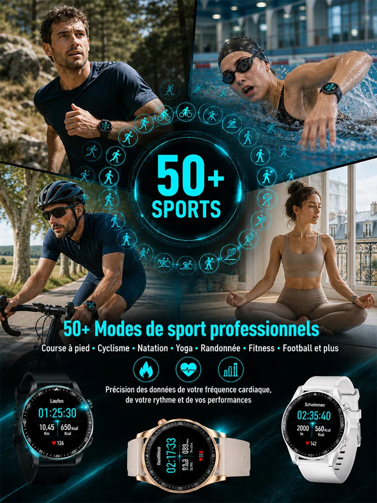 【Dile adiós a las inyecciones dolorosas】Reloj inteligente deportivo con monitoreo de glucosa en sangre