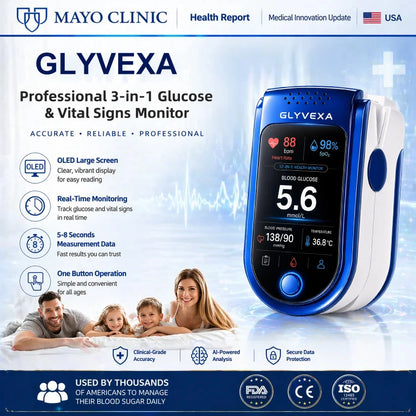 🩺 GLYVEXA™ T7 Non-Invasive Glucose & Health Monitor | 🩸 No Finger Pricks Blo