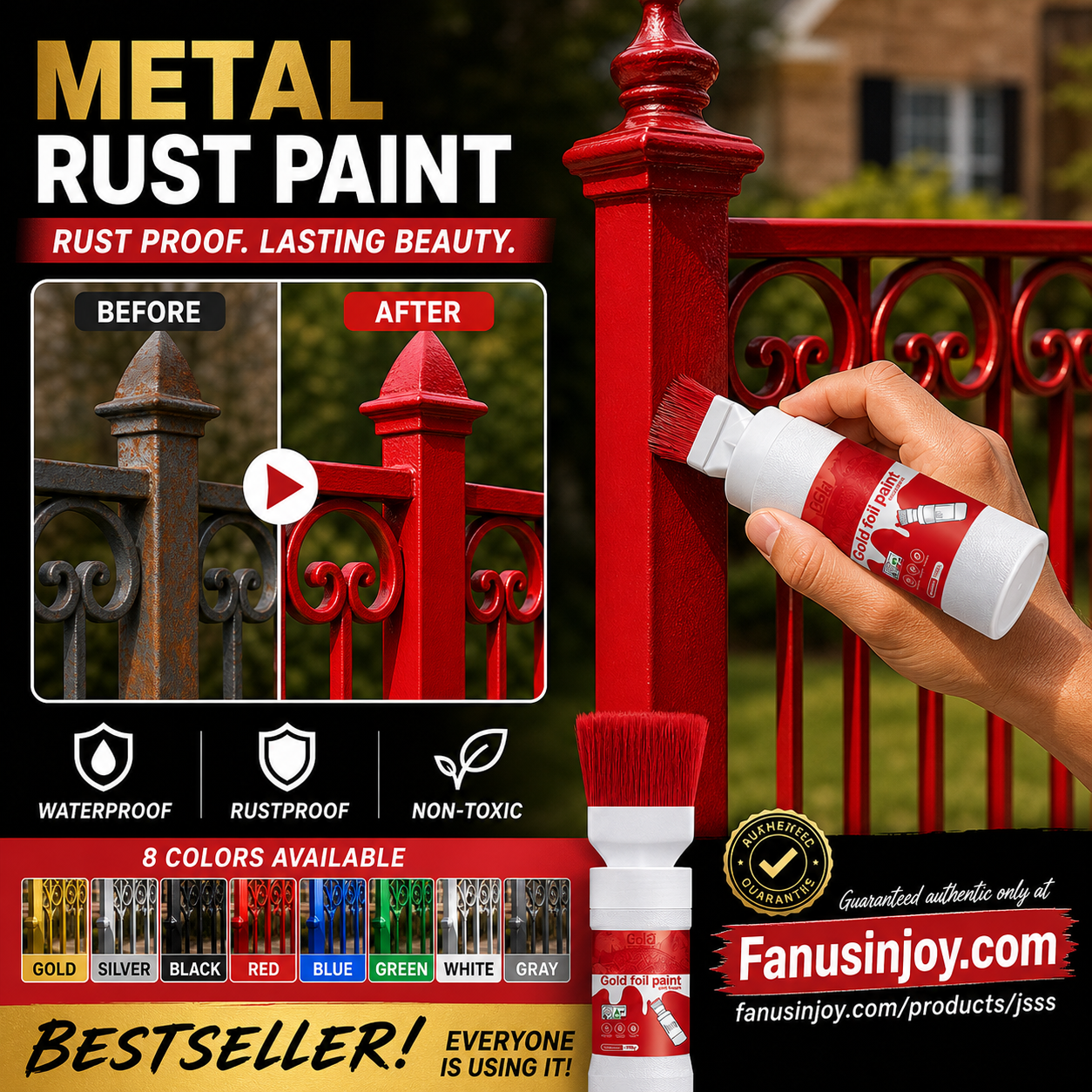 ✨New Arrival-🔥 BUY 1 GET 1 FREE (2 PCS)   🖌️Refresh paint surfaces in one simple spray!✨🏠Water-Based Metallic Silver Paint with Built-in Brush💥👍