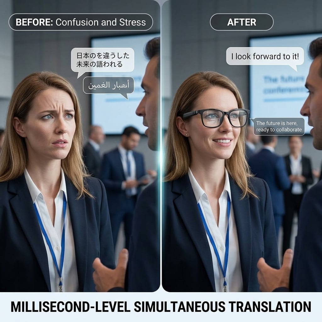 👓 All-weather on-body AI assistant, real-time multilingual simultaneous translation, seamless cross-border communication, all-round AI recognition for everything, on-body professional recorder, hands-free calls, music playback