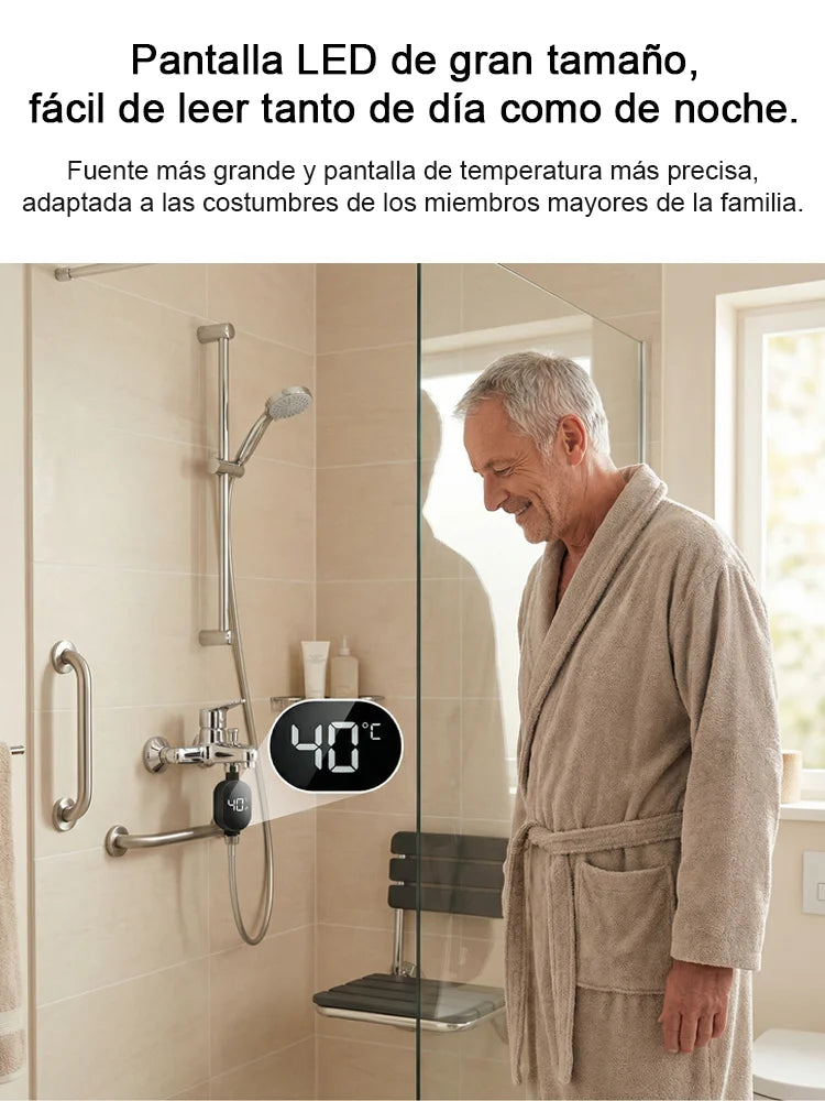 Ducha inteligente con pantalla de temperatura.Una carga dura un año y la ducha es gratuita