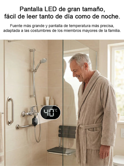 Ducha inteligente con pantalla de temperatura.Una carga dura un año y la ducha es gratuita