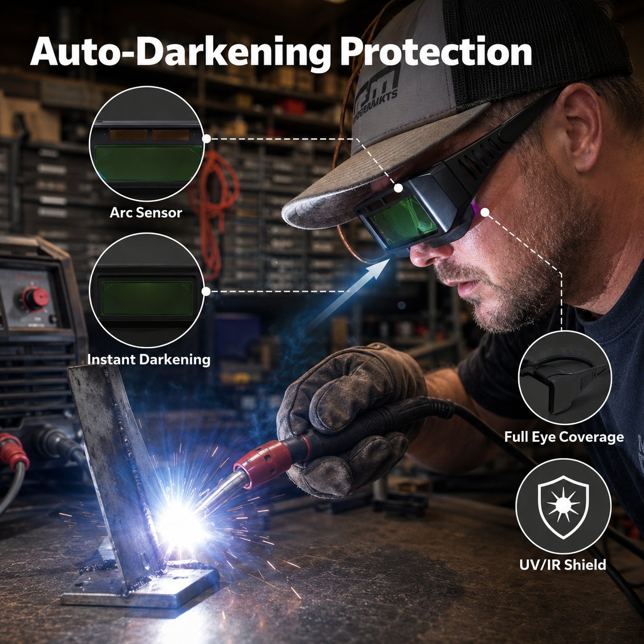 ⚡Multi-Purpose Auto Darkening Welding Helmet with 10PCS Protective Lens Covers
