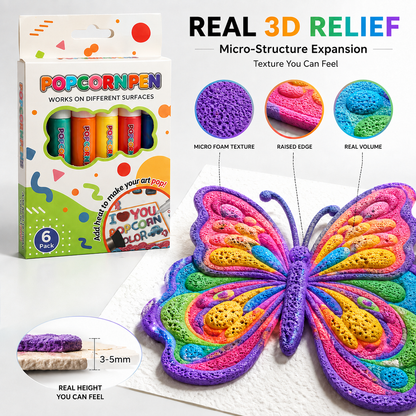 🖍️ 🎁Magic Puffy Bubble Pens, Heat Activated Popcorn Pens DIY 3D Art Marker for Kids Crafts🔮