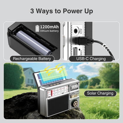 📻 Portable All-Band Classical Radio with Bluetooth Speaker & Solar Charging ☀️🔋
