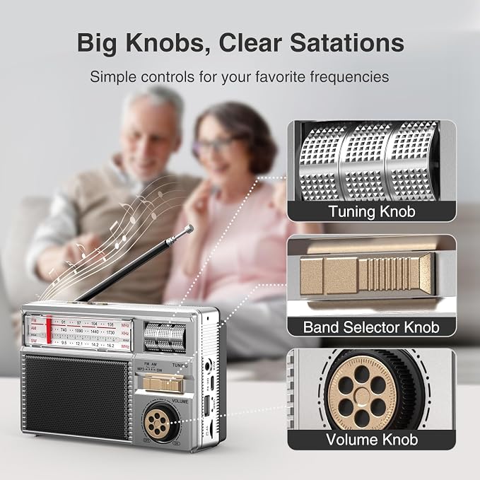 📻 Portable All-Band Classical Radio with Bluetooth Speaker & Solar Charging ☀️🔋