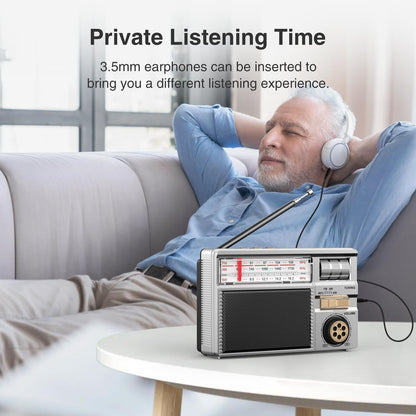 📻 Portable All-Band Classical Radio with Bluetooth Speaker & Solar Charging ☀️🔋